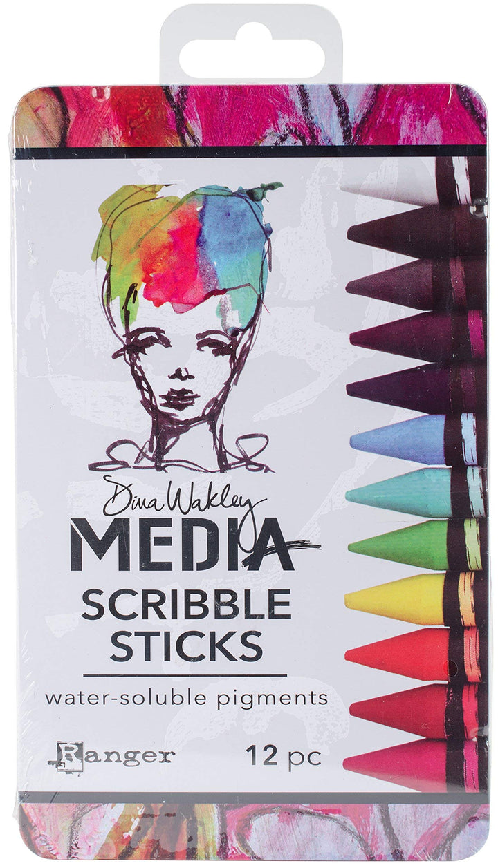 MDA54733 Dina Wakley Media Scribble Sticks 12/Pkg, 1 Count (Pack of 1)