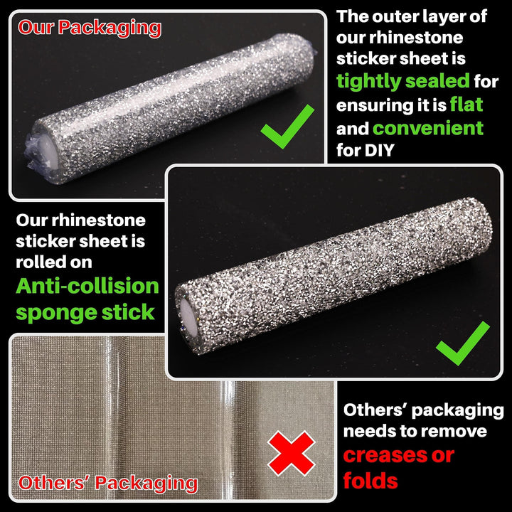 Bling Rhinestone Sticker DIY Home Decor Stickers Self-Adhesive Crystal Sheet Stickers for Cars & Crafts Decoration(Silver,9.4 x 15.8)