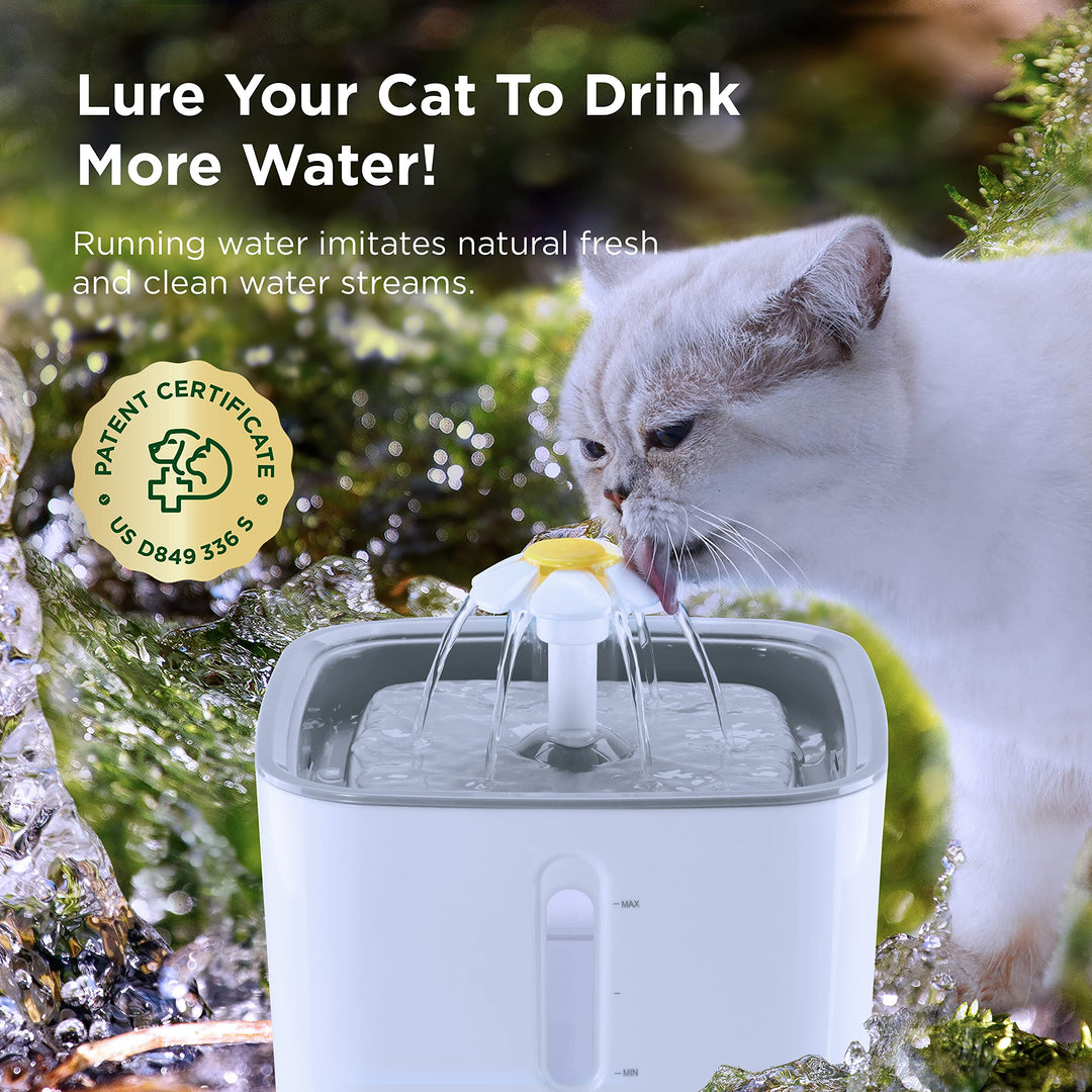 Automatic Pet Water Fountain, 84oz/2.5L Water Dispenser with 3 Replacement Filters for Cats, Dogs, Multiple Pets