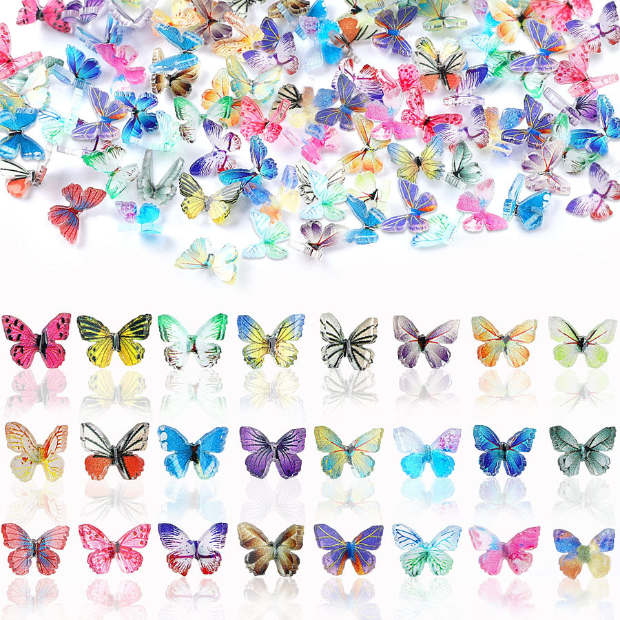 3D Acrylic Butterfly Nail Charms, 120 Pcs Summer Butterfly Nail Glitter Sets Spring Butterflies Nail Charms for Nail Art Decoration DIY Resin Manicure Crafts Design