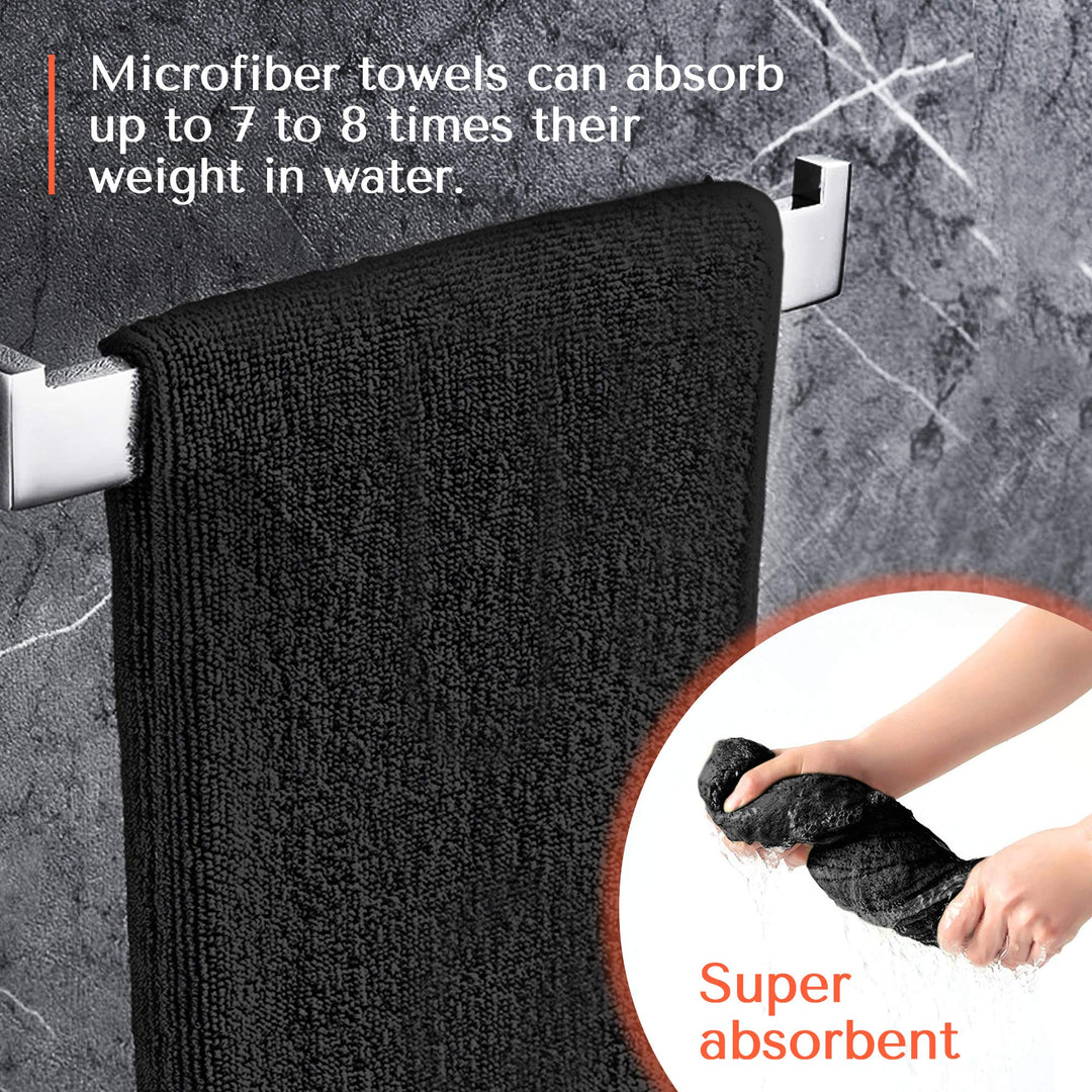 Microfiber Hair Towel - 10 Pack - Salon Towels - Quick Dry Microfiber Towels - 29 x 16 Inches Ultra-Soft Microfiber Towel for Hair, Facial Towels with Soft Absorbant - Black