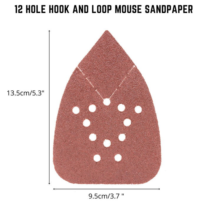 11272A 50pc Hook & Loop Mouse Sandpaper Assortment 60, 80, 120, 150, 220 Grit Sanding Pads for Mouse Sander, Mouse Sander Sandpaper, Triangle Sanding Pads, Mouse Sander Pads, Mouse Sander Paper