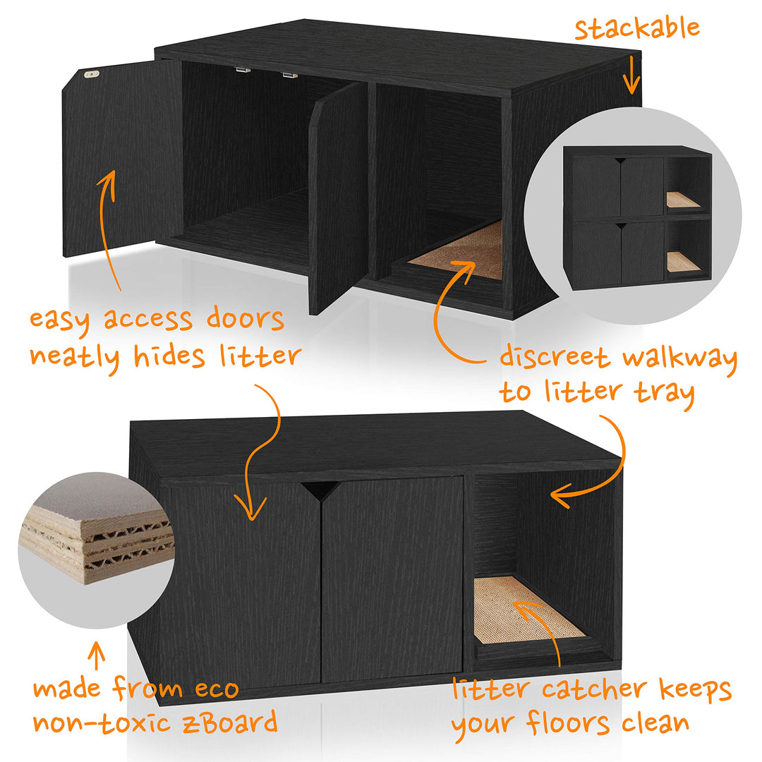 WAY BASICS Cat Litter Box Enclosure Hidden Furniture (Cat Scratch Pad Included)
