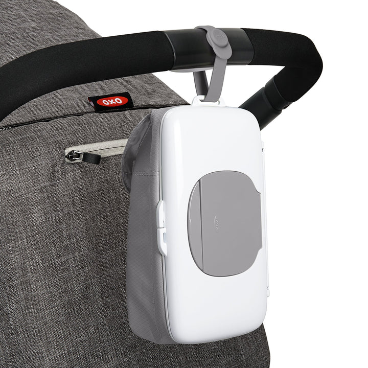 Tot On-The-Go Wipes Dispenser with Diaper Pouch, Gray