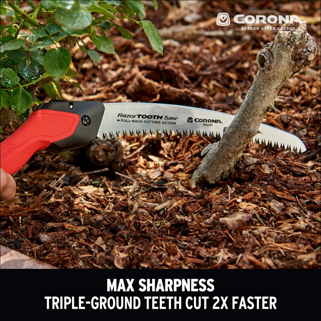 Tools 10-Inch RazorTOOTH Folding Pruning Designed for Single Use | Curved Blade Hand Saw | Cuts Branches Up to 6 in Diameter | RS16150, Red