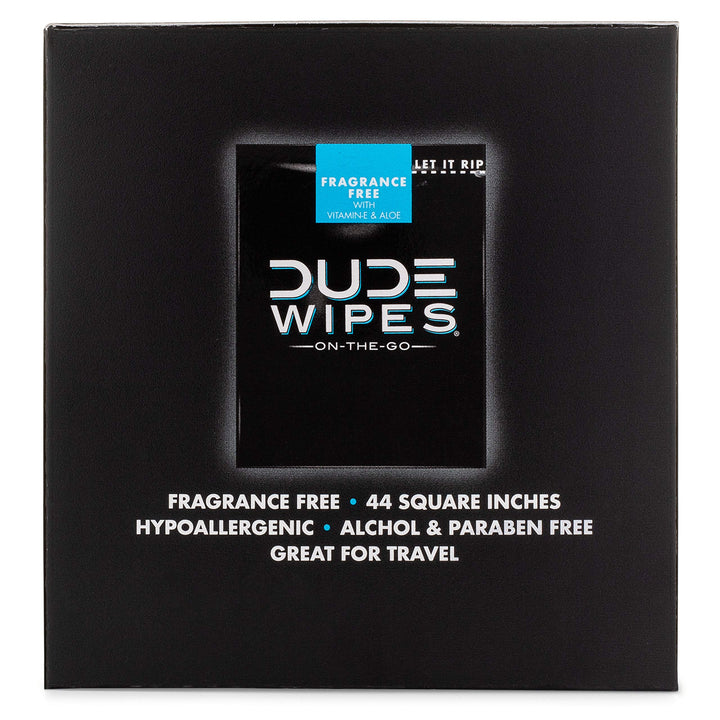 DUDE Wipes - On-The-Go Flushable Wipes - 30 Wipes - Unscented Extra-Large Adult Wet Wipes - Individually Wrapped for Travel, with Vitamin-E & Aloe, Septic and Sewer Safe