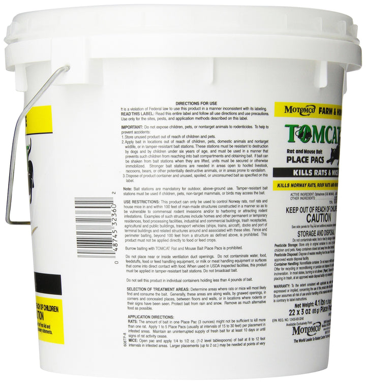 MOTOMCO Tomcat Mouse and Rat Pack/Pail, 3-Ounce, 22 Count Pail