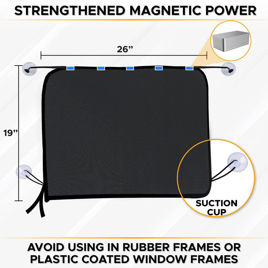 Magnetic Car Side Window Sun Shade (1 Pack) | Rear Window Sunshade for Car Blocks UV Rays | Baby Car Shades for Side Windows Ensures Privacy Protection | Baby Car Travel Accessories (26x19)