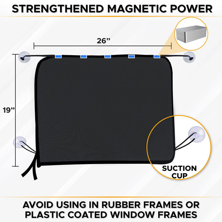 Magnetic Car Side Window Sun Shade (1 Pack) | Rear Window Sunshade for Car Blocks UV Rays | Baby Car Shades for Side Windows Ensures Privacy Protection | Baby Car Travel Accessories (26x19)