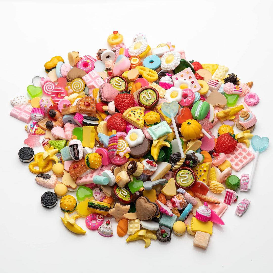 Slime Charms Food Cute Set - Mixed Lot Assorted Food Resin Flatback Cute Sets for DIY Crafts Making,Decorations,Scrapbooking,Embellishments,Hair Clip 25pcs