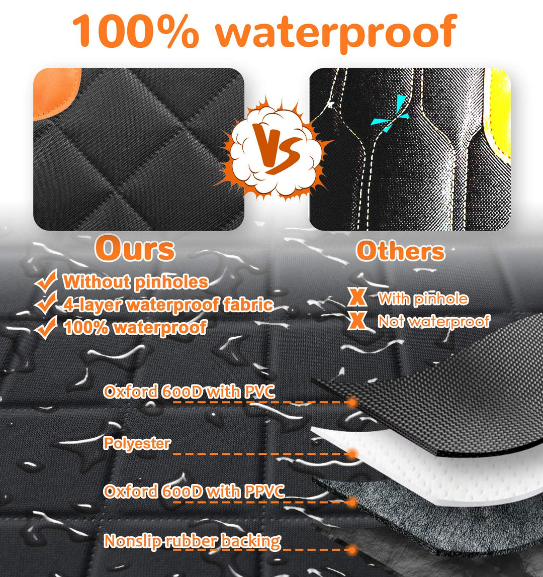 6 in 1 Convertible Dog Car Seat Cover for Back Seat 60/40 Split Dog Seat Cover 100% Waterproof Dog Hammock for Car Nonslip Pet Seat Cover with Mesh Window & Pocket for Cars Trucks and SUVs