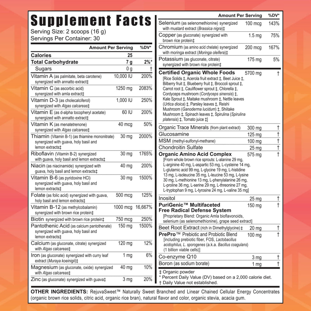 Beyond Tangy Tangerine 2.0 Citrus Peach Fusion Multi-Vitamin & Mineral Complex - Made with Natural & Whole Foods | 8,000 ORAC