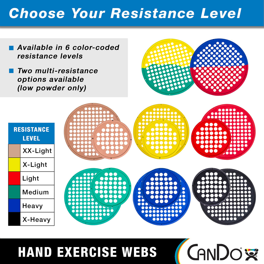 Hand Exercise Webs for Physical Therapy, Grip Strengthening, and Hand, Finger, Wrist Resistance Workouts, Portable Size, Latex Free, 14 Diameter, Tan: XX-Light