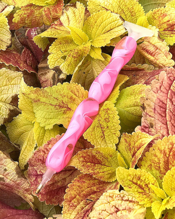Handmade Resin Diamond Painting Pens, 5D DIY Paint Drill Pen with Multi Interchangeable Placers Rhinestone Picker Tool Diamonds Art Accessories for Diamond Paintings Hobby Pink