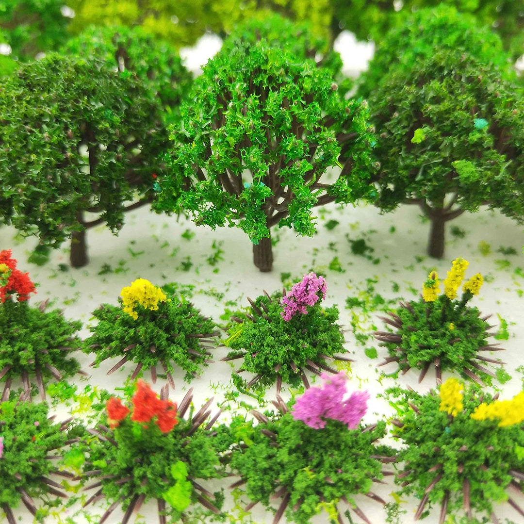 60 Pieces Model Trees 1.36-6 inch Mixed Model Tree Train Scenery Architecture Trees Fake Trees for DIY Crafts, Building Model, Scenery Landscape Natural Green