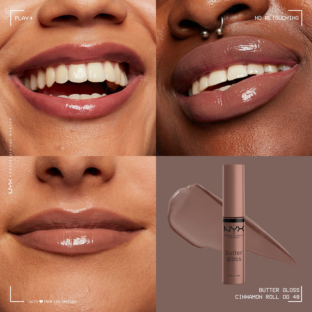 Butter Gloss Brown Sugar, Non-Sticky Lip Gloss - Cinnamon Roll (Grey Brown)