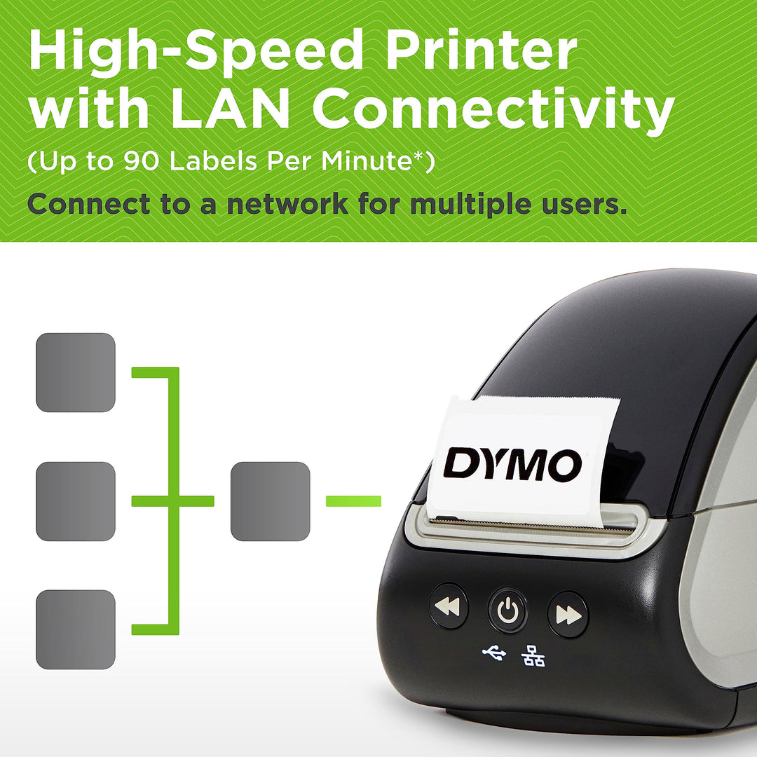 LabelWriter 550 Turbo Label Printer, Label Maker with High-Speed Direct Thermal Printing, Automatic Label Recognition, Prints Variety of Label Types Through USB or LAN Network Connectivity