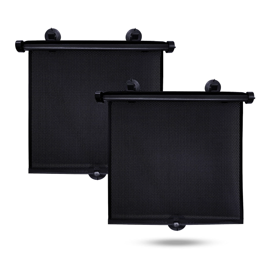 Car Side Window Sun Shade (2 Pack) | Retractable Car Roller Sunshade for Kids | Baby Car Window Shades for UV and Sun Glare Protection | Baby Car Travel Accessories (15x17)