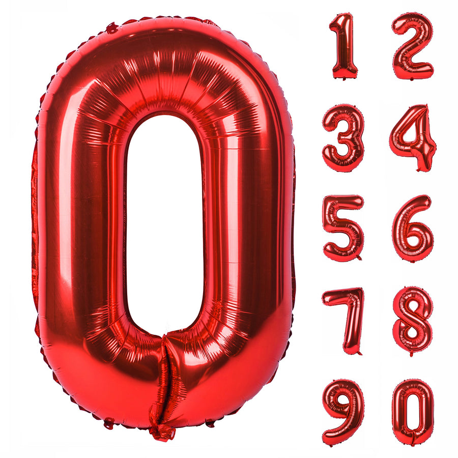 40 Inch Red Large Numbers Birthday Party Decorations Helium Foil Mylar Big Number Balloon Digital 0