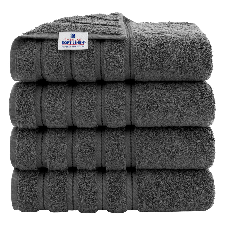 Luxury 4 Piece Bath Towel Set, 600 GSM 100% Cotton Turkish Bath Towels for Bathroom, 27x54 in Large Bathroom Shower Towels, Dark Gray