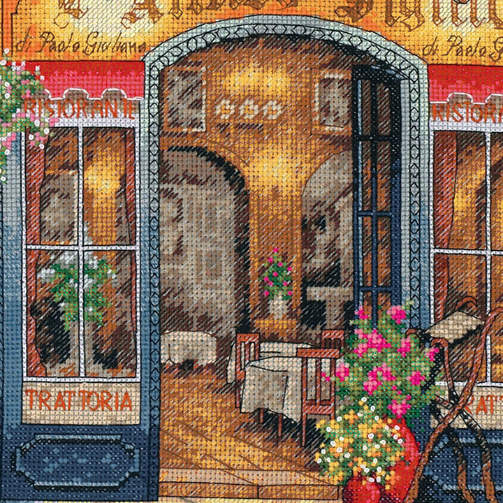 Gold Collection Counted Cross Stitch Kit, European Bistro, 16 Count Dove Grey Aida, 11'' x 16''