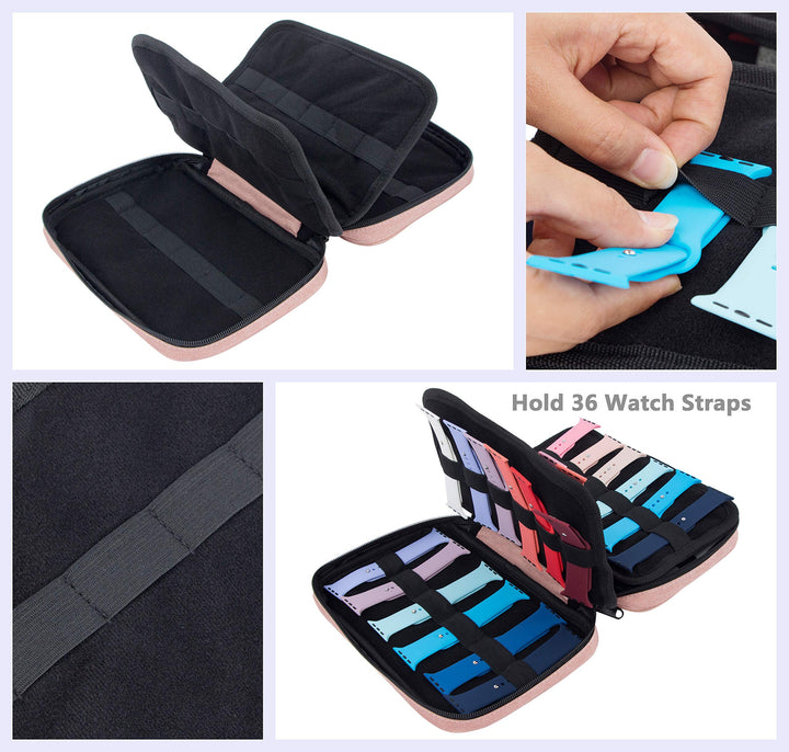 36 Watch Bands Storage Carrying Case Compatible with Watches, Watch Band Holder Stores 36 Watch Bands Fit for The Most Sizes of Watch Straps, Organizer for Watch Bands Accessories, Bag Only