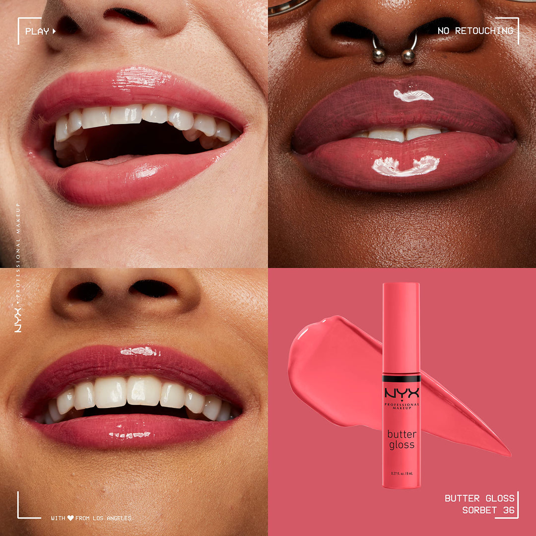 PROFESSIONAL MAKEUP Butter Gloss, Non-Sticky Lip Gloss - Sorbet (Vibrant Coral)