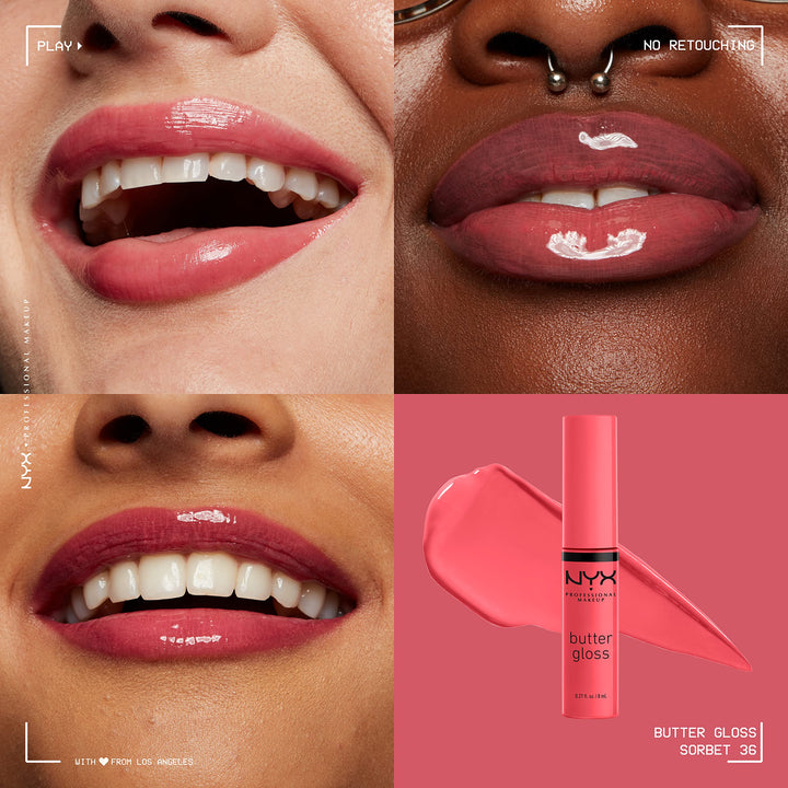 PROFESSIONAL MAKEUP Butter Gloss, Non-Sticky Lip Gloss - Sorbet (Vibrant Coral)