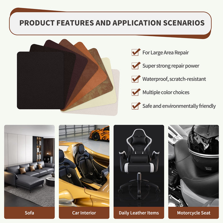 Leather Repair Patch,Self-Adhesive Couch Patch,Multicolor Available Scratch Leather 8X11 Inch Peel and Stick for Sofas, Car Seats Hand Bags Jackets(Grey 2.0)