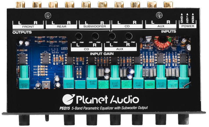 PEQ15 5 Band Pre-Amp Car Stereo Equalizer - Half Din, Subwoofer Output with Adjustable Filter, Fixed Bands, Remote Subwoofer Control