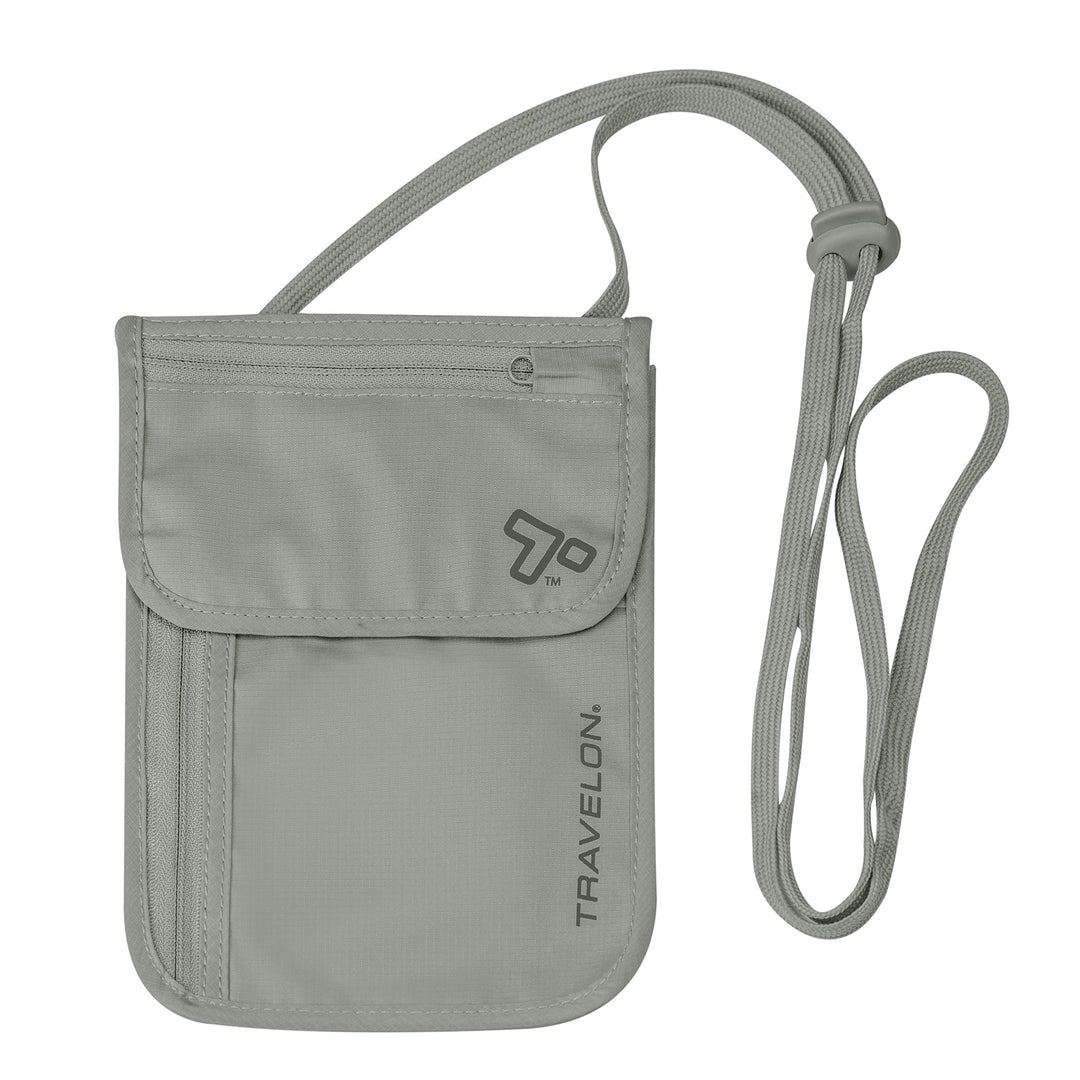 RFID Blocking Undergarment Neck Pouch, Gray, 8 x 5.25 x .125