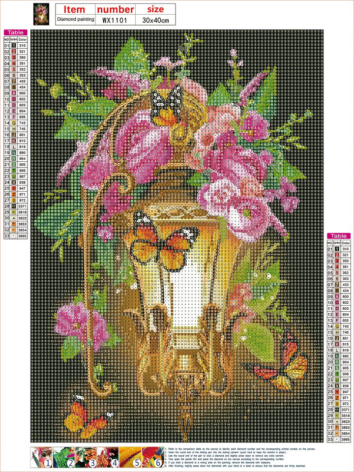 Flowers Diamond Painting Kits for Adults, Round Full Drill Lantern Diamond Art Kits, 5D DIY Butterfly Diamond Painting by Number Kits Flower Gem Beads Art Kits for Home Wall Decor 12x16 Inch