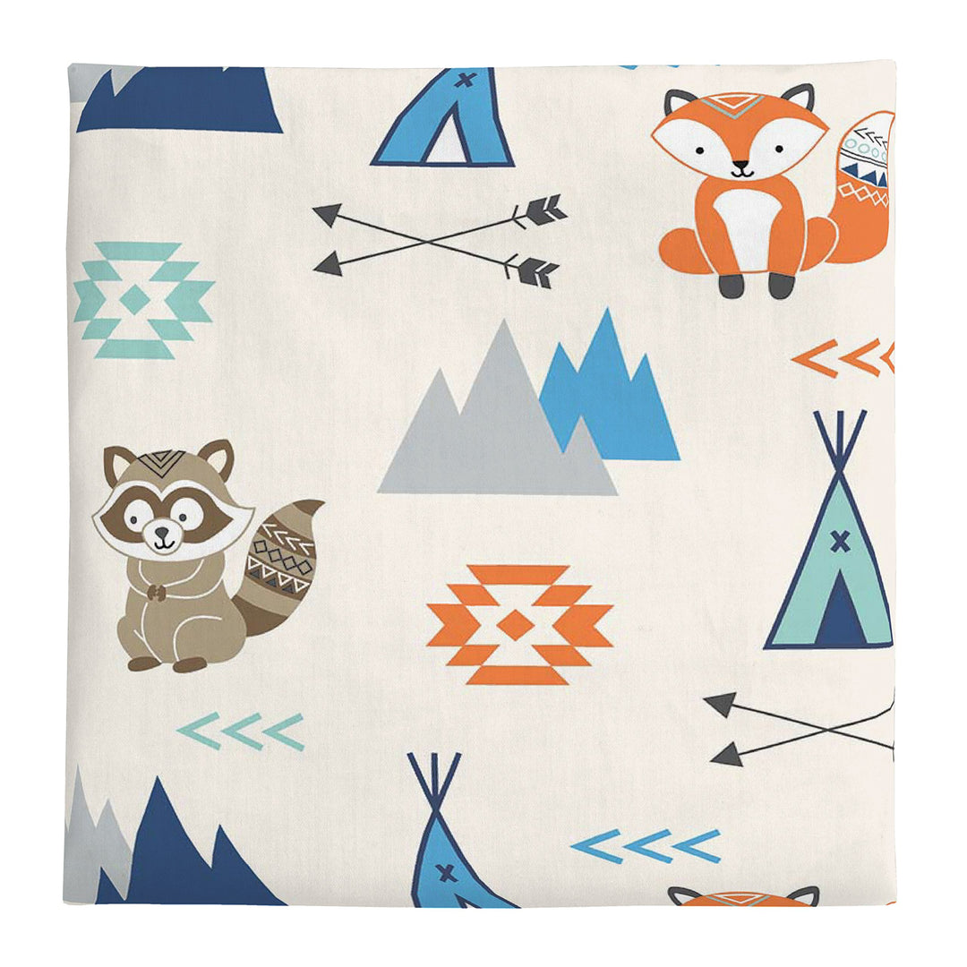 Aztec Mix & Match 100% Cotton Grey/Fox Fitted Crib Sheet, Navy, Orange, Aqua, Ivory