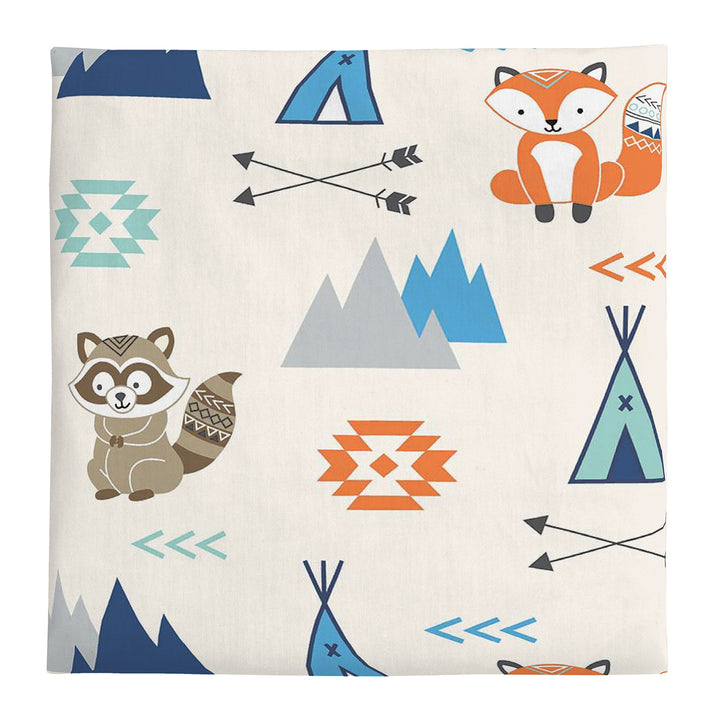 Aztec Mix & Match 100% Cotton Grey/Fox Fitted Crib Sheet, Navy, Orange, Aqua, Ivory