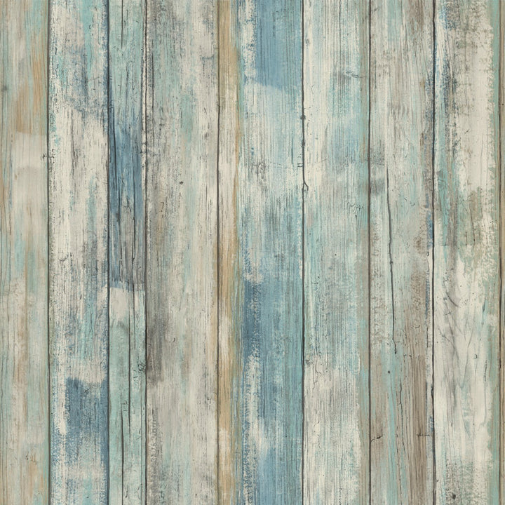 RMK9052WP Blue Distressed Wood Peel and Stick Wallpaper