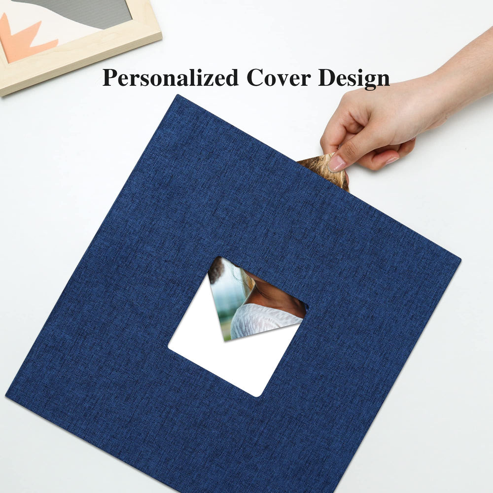 Large Photo Album Self Adhesive for 4x6 8x10 10x12 Pictures Linen Scrapbook Album DIY 60 Blank Pages with A Metallic Pen