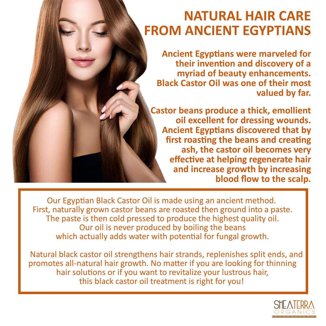 100 Percent Pure Egyptian Black Castor Extra Virgin Oil | All-Natural Strengthening and Conditioning Hair Oil for Healthy Hair Growth and Scalp– 8 oz