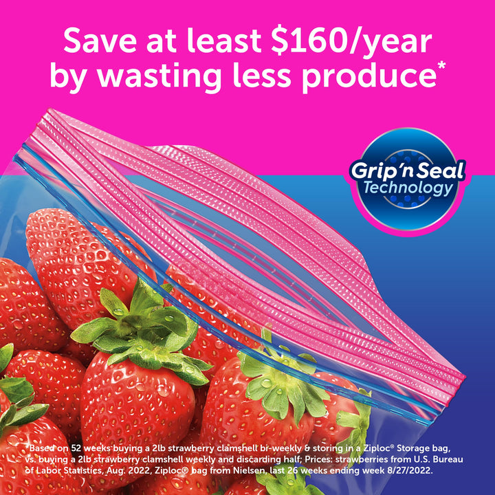 Gallon Food Storage Bags, Stay Open Design with Stand-Up Bottom, Easy to Fill, 150 Bags Total