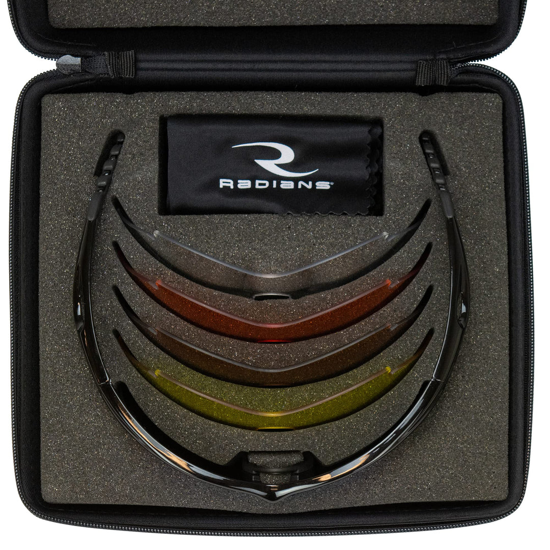 Shift Interchange Shooting Glasses (5 Interchangeable Lenses), Black Frame/Clear, Copper, Amber, Orange, One Size