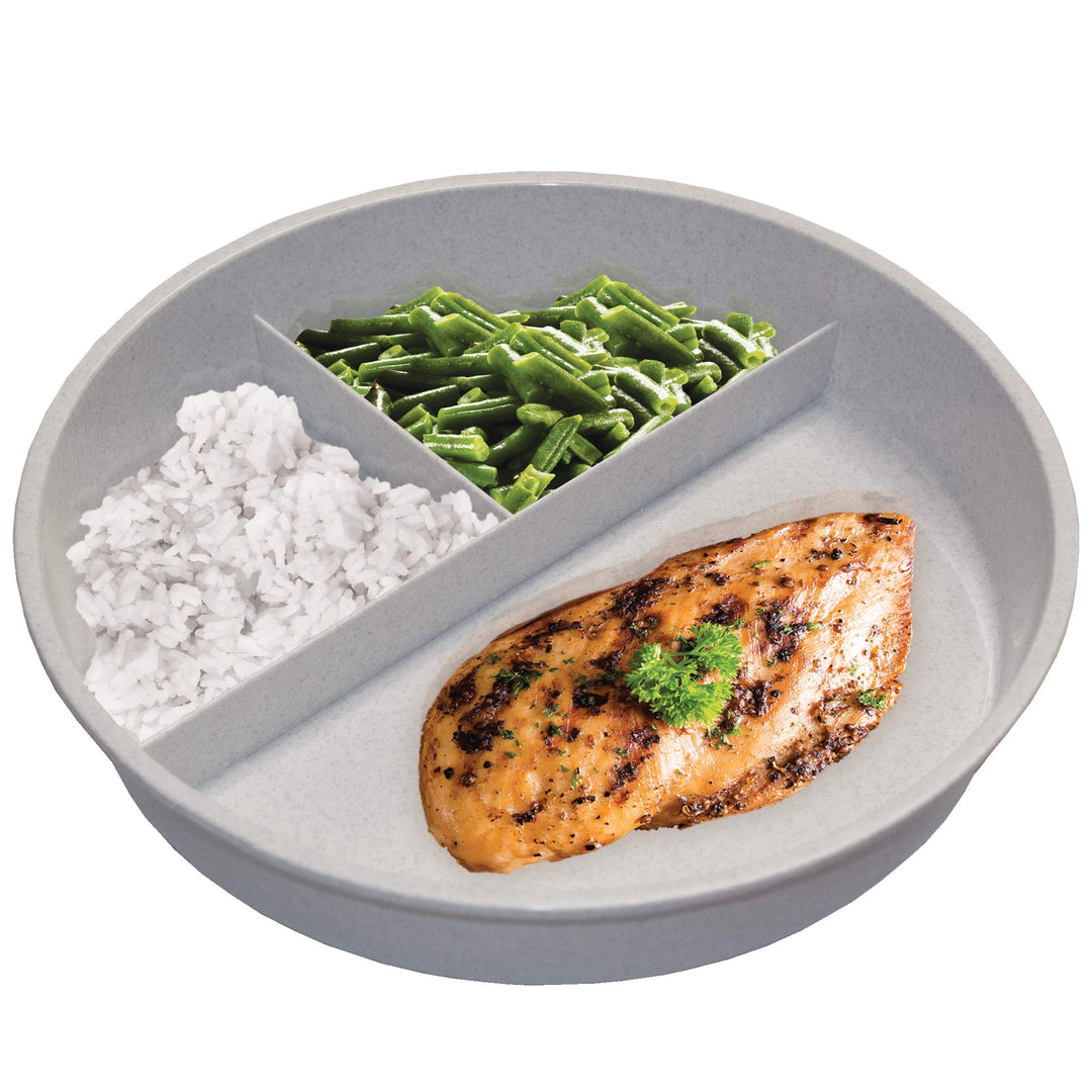 High Sided Partitioned Dish with Lid, Gray