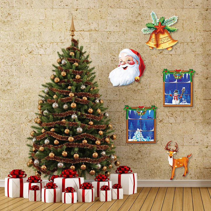 10 Pieces Christmas Cutouts Decoration Winter Cutouts with Glue Point Dots for Christmas Party Winter Bulletin Board Classroom School Home Window or Door