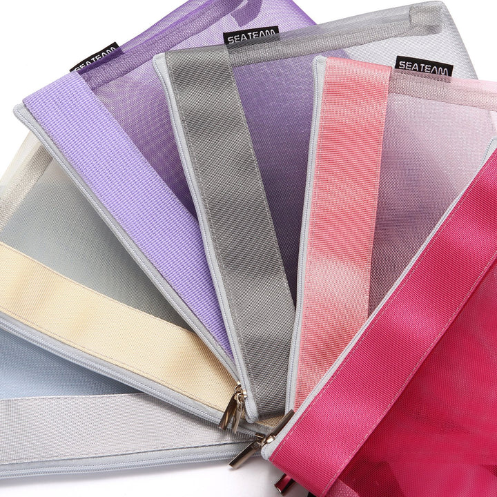 6pcs Multicolored Portable Travel Toiletry Pouch Nylon Mesh Cosmetic Makeup Organizer Bag with Zipper (ST-CB0616)