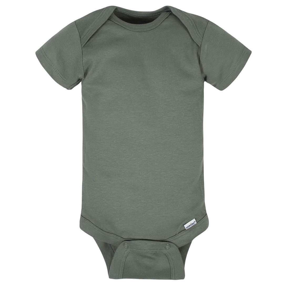 Baby 8-Pack Short Sleeve Onesies Bodysuits, Tiger Green, 0-3 Months