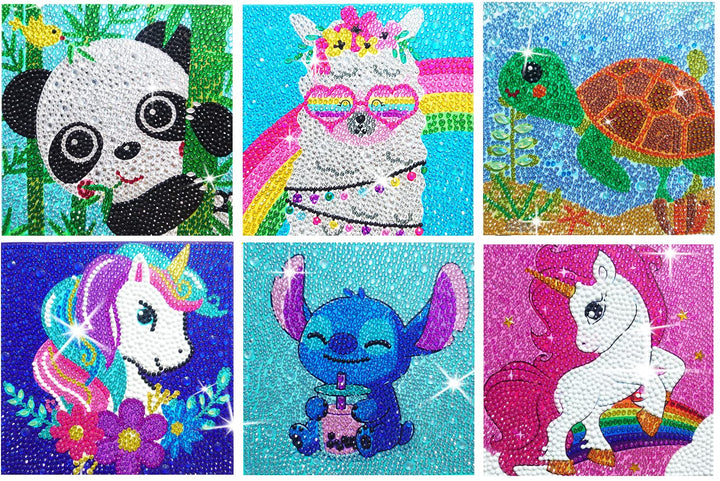 Diamond Painting Kit for Kids, 6 Pieces 5D Full Drill Diamond Painting Kits for Beginners DIY Diamond Art Craft Set for Home Wall Decor 6x6 inch