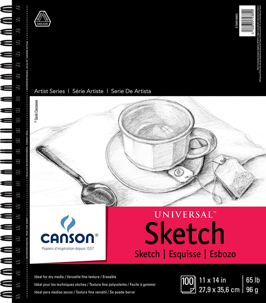 702-193 Universal Sketch Pad, Side Wire Bound, 11” x 14”, White