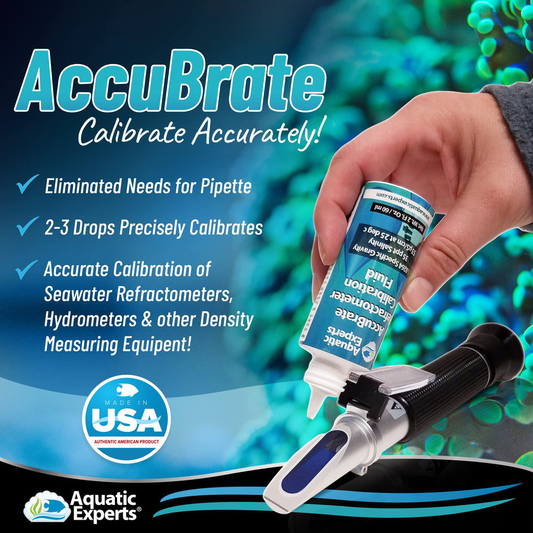 AccuBrate Refractometer and Hydrometer Salinity Calibration Fluid – Solution to Accurately Calibrate Refractometer and Hydrometer for Testing Natural Saltwater or Synthetic Sea Water (60 ml)