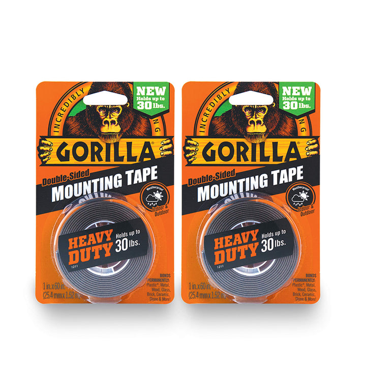 - Heavy Duty Double Sided Mounting Tape; Weatherproof; 1 x 60; Black; (Pack of 2)