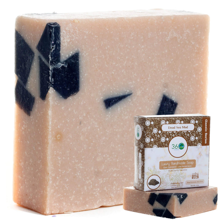 Dead Sea Mud Soap -5oz Castile Handmade Soap bar -Activated Charcoal, Sea Salt, Clay Exfoliant- Essential Oil Natural Soaps- Anniversary Wedding Gifts- Gift ready