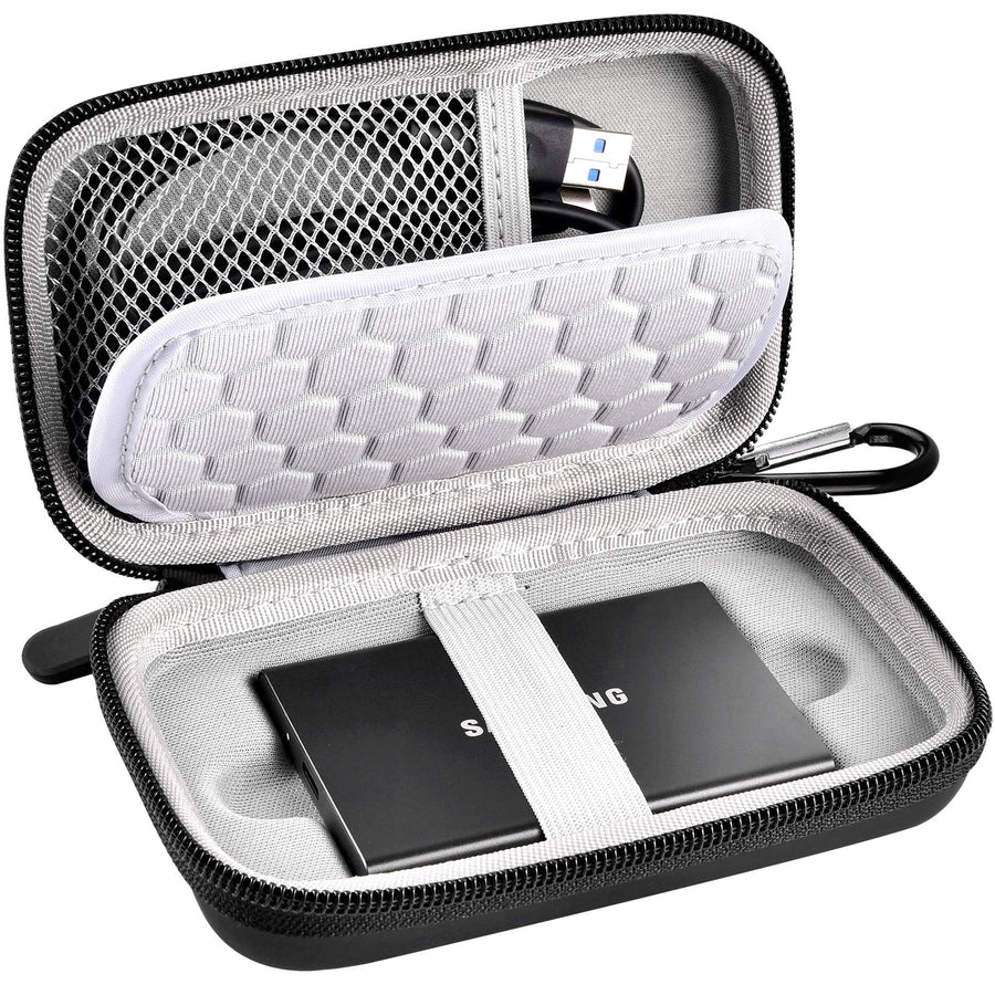 Case Compatible with Samsung T7/ T7 Touch Portable SSD 1TB 2TB 500GB USB 3.2 External Solid State Drive, Travel Carrying Storage Organizer Fits for USB Cables and More Accessories (Black)