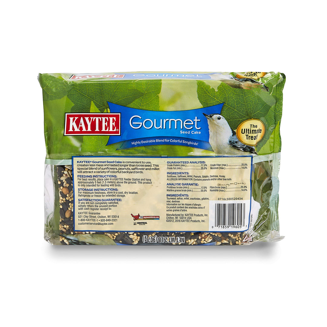 Wild Bird Gourmet Seed Cake For Cardinals, Chickadees, Juncos, Titmice, Woodpeckers and More, 2 Pounds